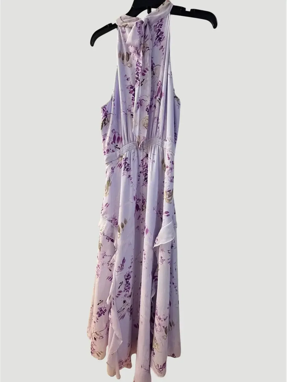White House Black Market Lilac Floral Halter Midi Dress Size 6 - Picture 6 of 9